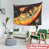 Space Cats Tapestry Funny Cartoon Cat Spaceship Wall Hanging Galaxy Star Art Retro Psychedelic Decor for Bedroom Living Room