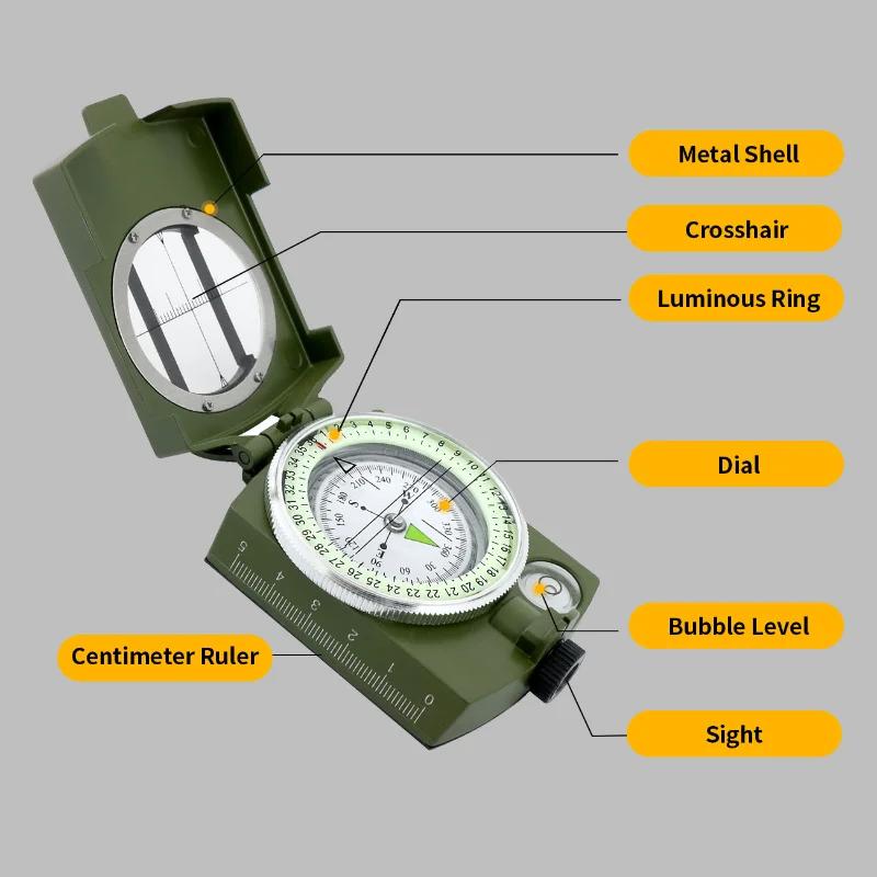 1 STÜCK Wasserdichter Hochpräzisionskompass Outdoor-Gadget Sport Wandern Bergsteigen Professionell Militär Armee Metall Visier