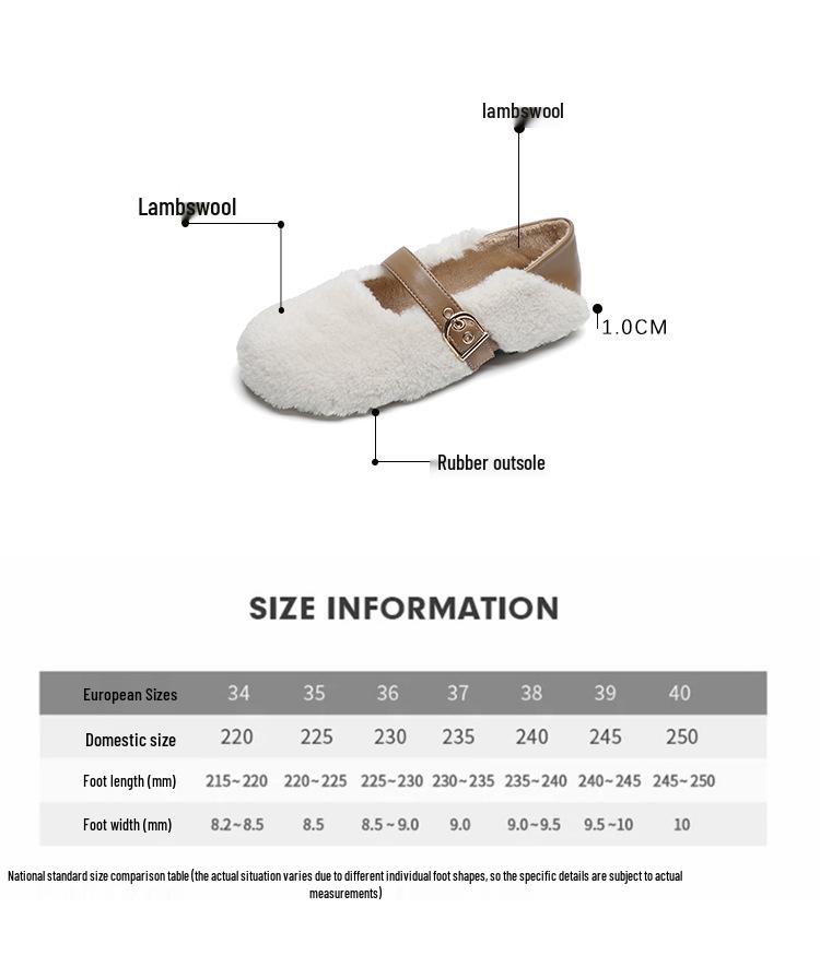 Weiwei Girl 138-1 Women's Fur-Lined Mary Jane Flats for Autumn/Winter