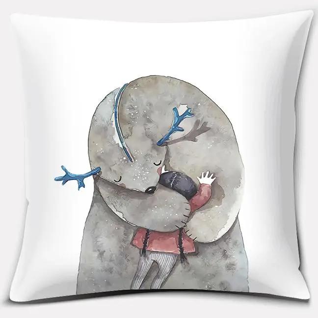 Watercolor Warm Family Series Pillow Gift Home Office Decoration  Bedroom Sofa Car Cushion Cover case