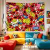 1 Pc Hyper Colorful Cartoon Tapestry Hysteric Mini Style Wall Hang Backdrop Cloth For Living Room Bedroom Bold Streetwear Decor