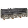 VidaXL Garden Sofa with Cushions 3-seater Grey Braided Resin, Outdoor Sofa, Garden Seat, Garden Sofa 365942