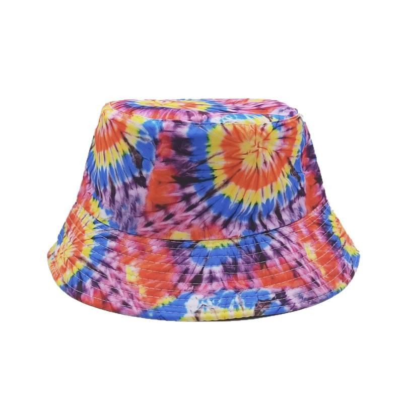 European and American New Printed Retro Double-sided Bucket Hat Travel Travel Men and Women Summer Sunscreen Tie-dye Casual Basin Hat Spot