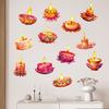 12 Pcs Diwali Festival Sticker Lotus Tealight Candle Holder Sticker Artificial Lotus Flower Labels for Traditional Decor Diwali Puja Party Supplies