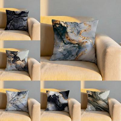 Minimalist Marble Patterned Cushion Cover Soft Reversible  Durable Pillow Cover  MultiScene Use for Home  Car Daily Comfort