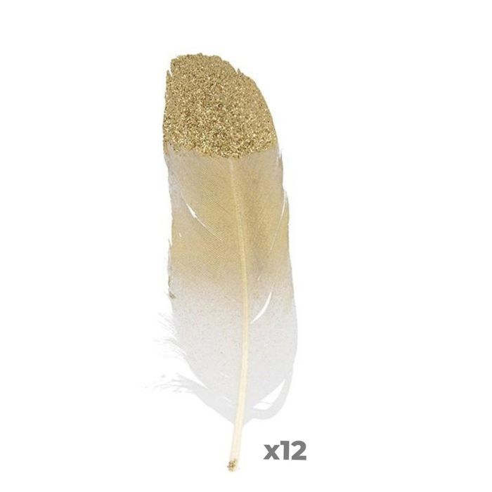12 Gold Glitter Feathers