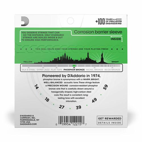 D'Addario Acoustic Guitar Strings, Phosphor Bronze Heavy, .014-.059, EJ18
