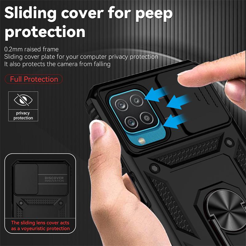 Armor Slide Camera Case For Samsung Galaxy A12 A22 A32 A52 A72 M33 M53 M23 Magnet Holder Ring Cover For GalaxyA52S  A 32 Funda