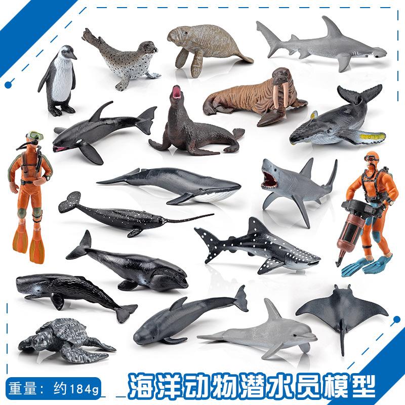 Simulert Spekkhogger Djevelrokke Sjøløve Pingvin Delfin Sjødyr Dykker Modellsett Statisk Ornament Leke