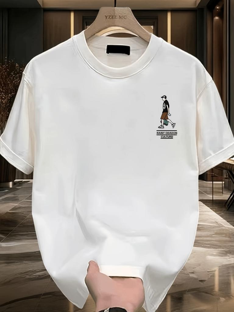 Mens 100 Cotton Graphic Print TShirt  Summer Casual Short Sleeve Crew Neck TShirt for Casual Wear Breathable Clothing