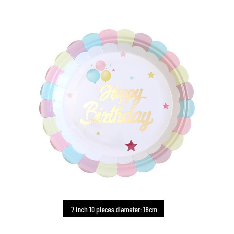 Kids' Party Disposable Tableware: Birthday Tablecloth, Cake Plates, and Dessert Table Decor