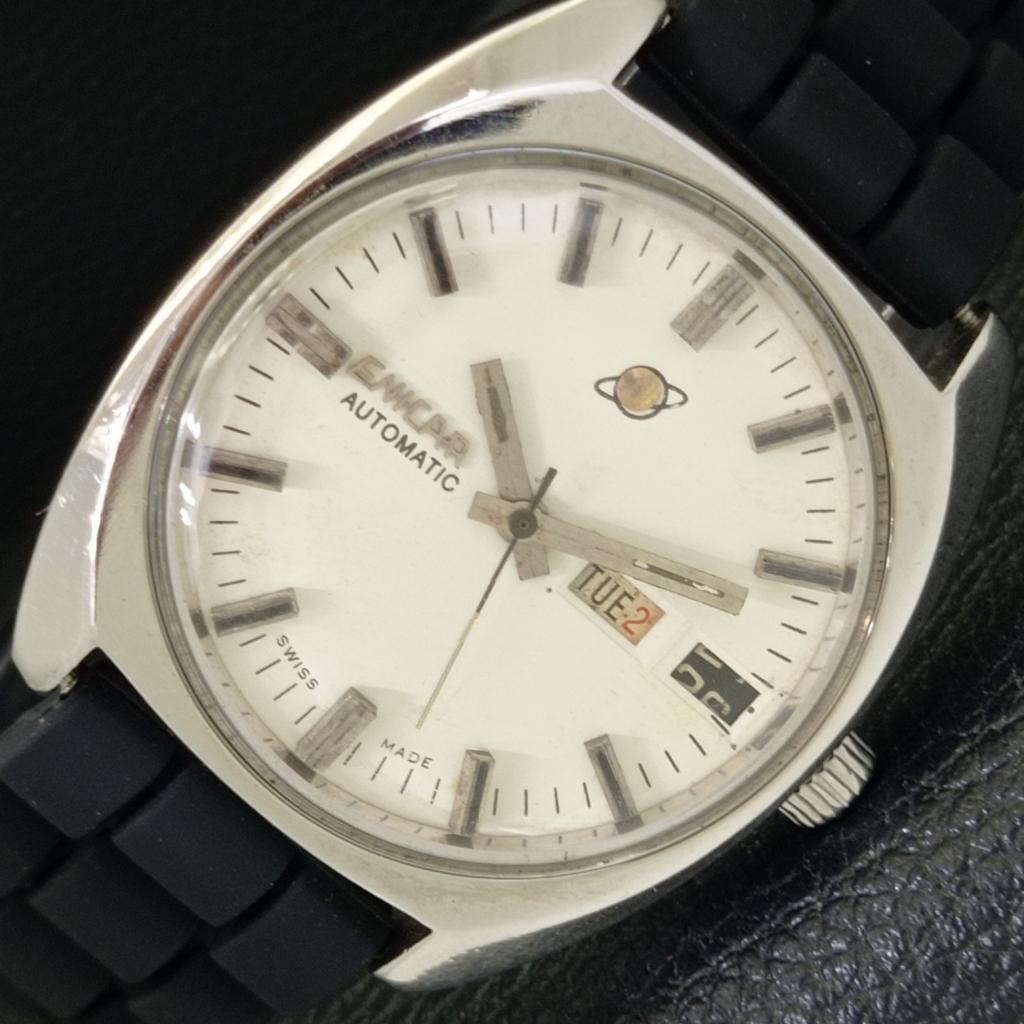 

Б/У ЧОЛОВІЧИЙ ГОДИННИК ENICAR AUTOMATIC 167 SWISS DAY&DATE БІЛИЙ З ЦІФЕРЛАБОМ a432176-2 R110-a432176