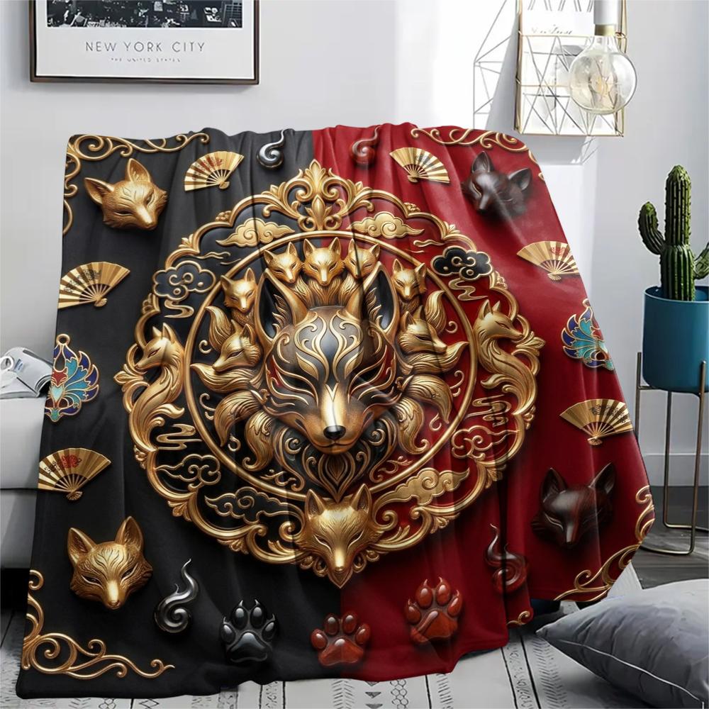 1Pc Gorgeous R&B Print Flannel Blanket, High quality Comfortable for All Seasons, Home Decor, Warmth and Comfort, Perfect for Christmas Gifts W41