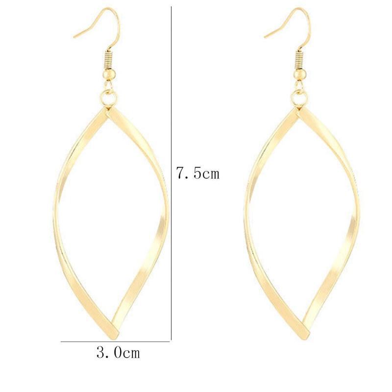 European and American Water Drop Earrings Women's Fashion Wave Twisted Earrings Style Sweet Super Shiny Ear Hanging Jewelry