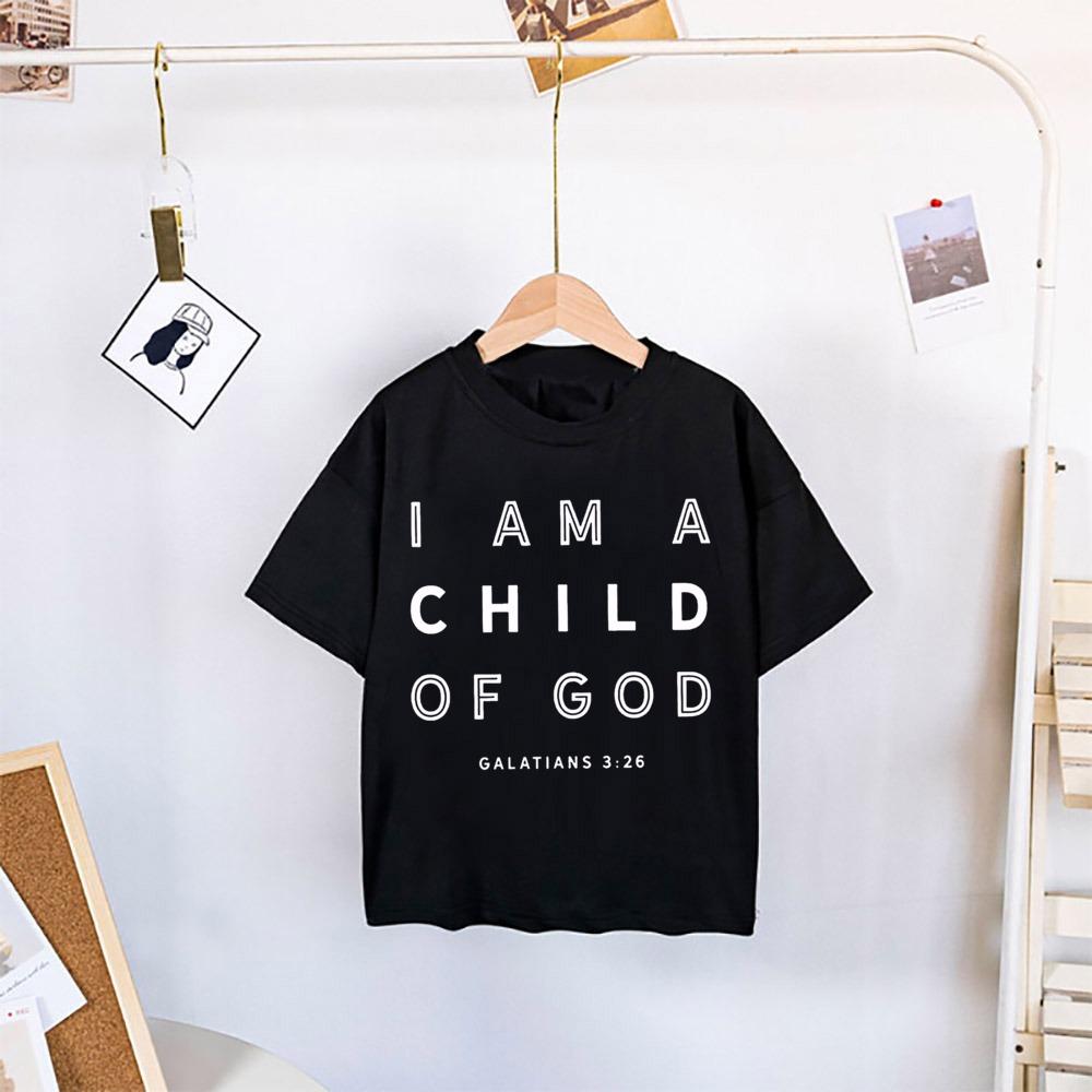 I Am A Child of God Printed Shirt T-shirt Girls Boys Short Sleeve Tops Vintage Tee Child Summer Shirts Tops Toddler Casual Tees