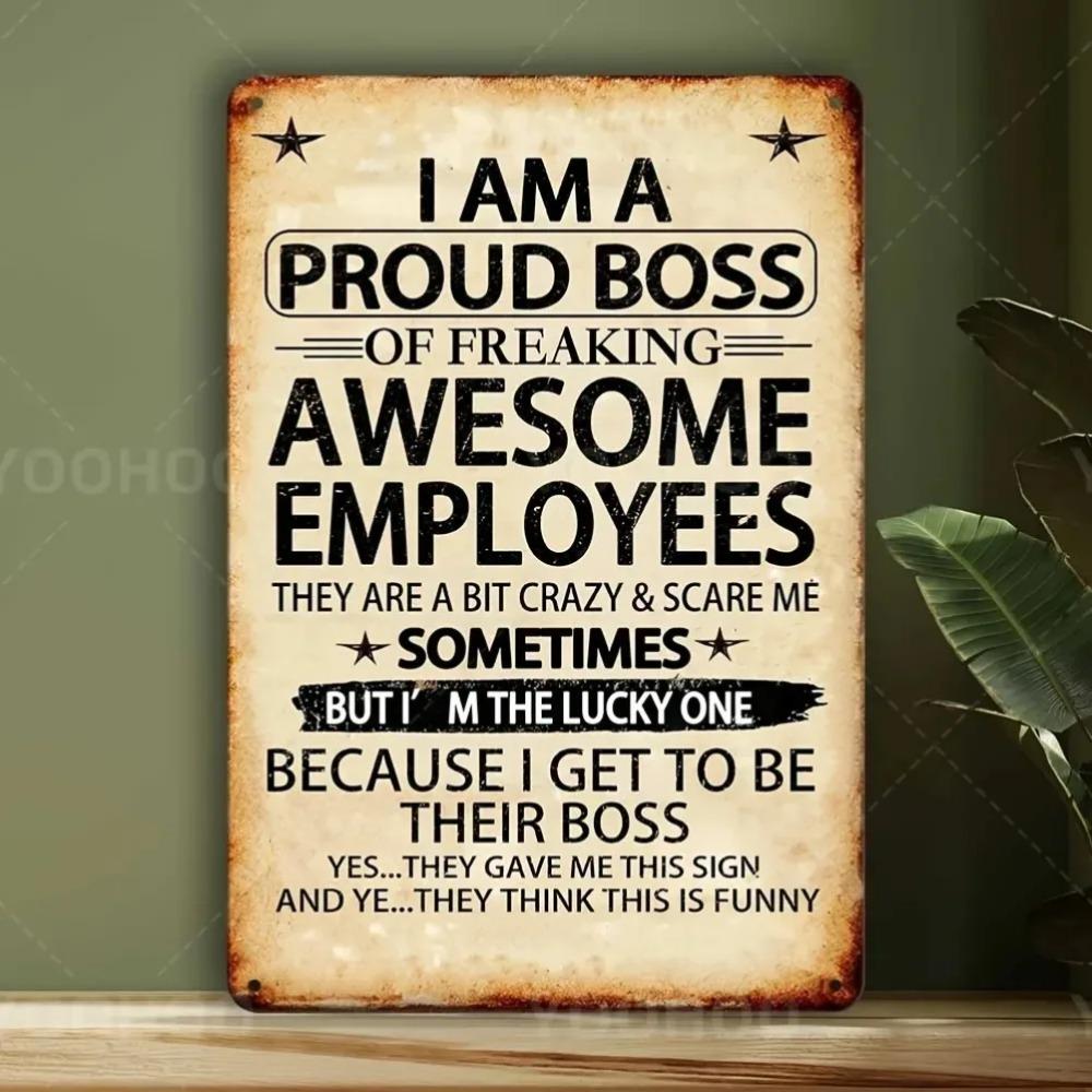 Office Wall Sign Humorous Boss Gifts Vintage Metal Tin Poster Funny Motivational Office Decor