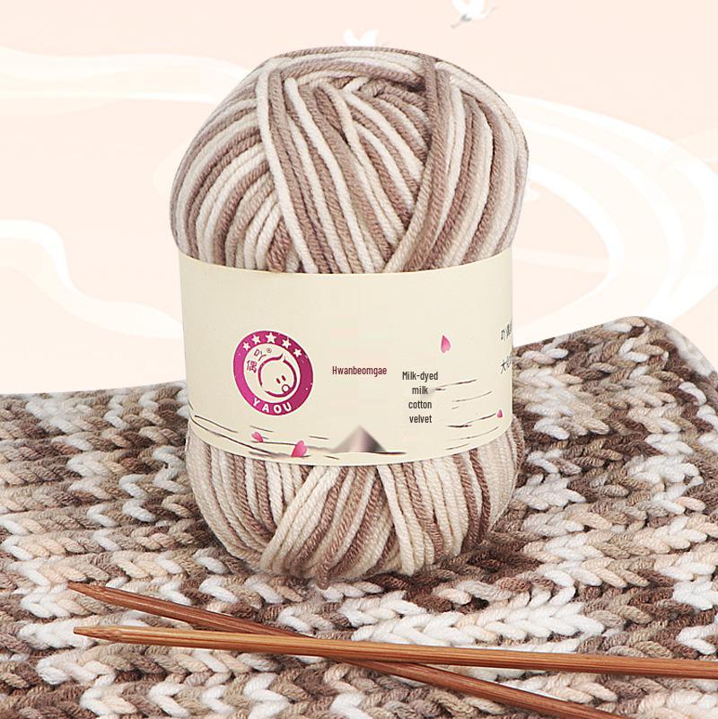 Aou Ou 5-Strand Variegated Milk Cotton Yarn Ball, Floral Medium-Thick, for Baby Scarves and Slippers.