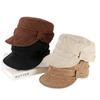 Suede pleated retro flat top hat women's spring and autumn plain face small versatile equestrian hat temperament beret painter hat