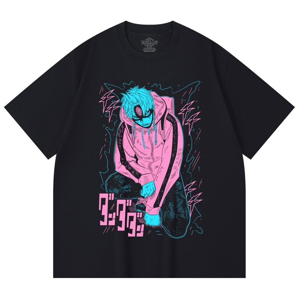 230 Gsm 100% Cotton Dandadan V17 Jiji Black Print Unisex Heavy Cotton T Shirt