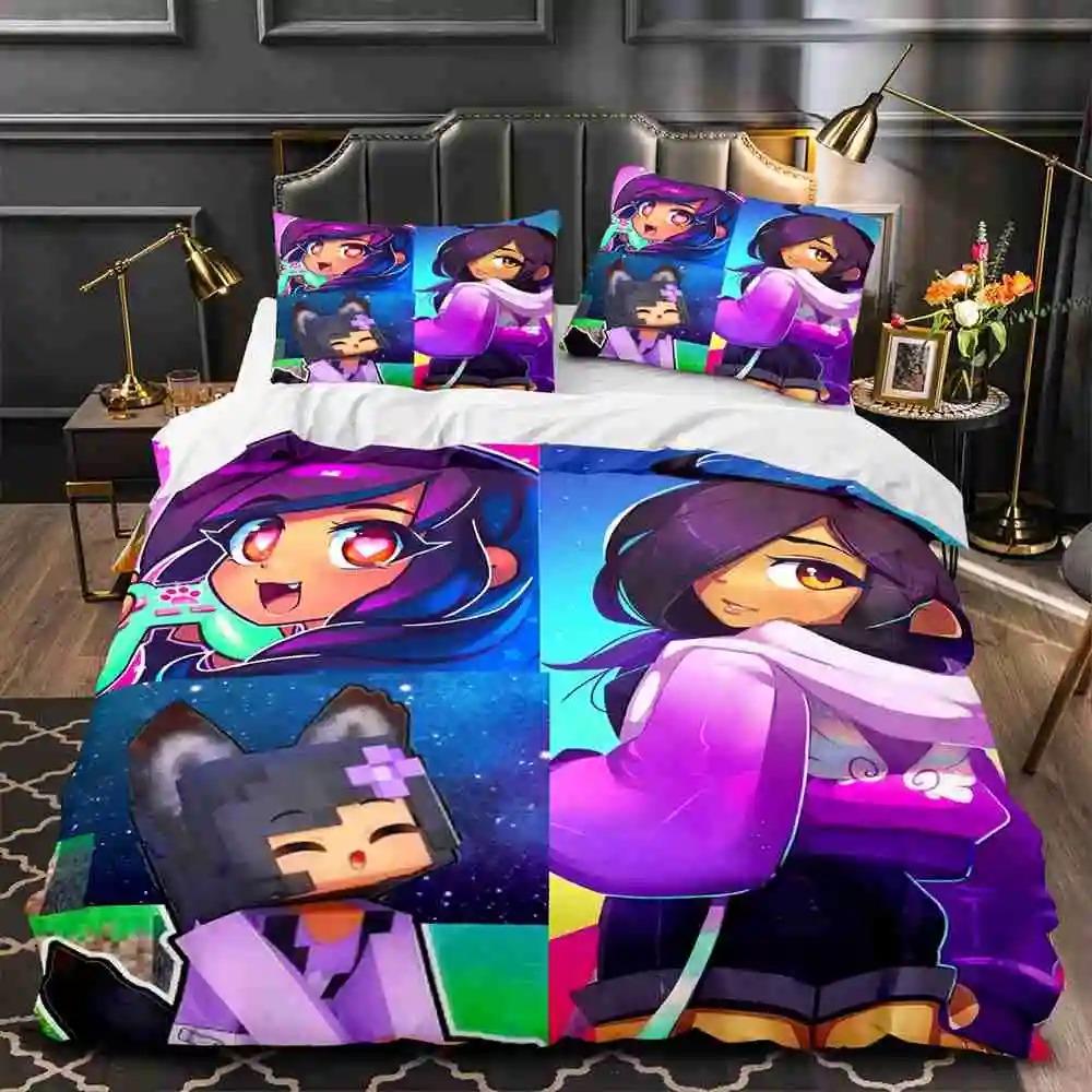 Horké povlečení APHMAU Jednolůžko Jednolůžko Plná Královna Rozměr Král Rozměr Velikost Hra APHMAU Přehoz na postel Děti Dětský pokoj Dekorace Herní