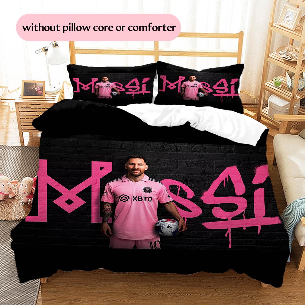 Messi Pattern Bedding Home Decoration Birthday Gift (1 * duvet cover + 2 * pillowcase, without core)