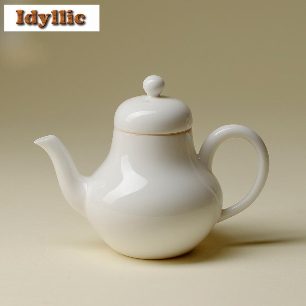 135ml Süße Weiße Glasur Porzellan Zuiyin Teekanne Japanische Teezubereitungskanne Tee Einweichkessel mit Kugel Loch Chinesisches Teeservice Handwerk