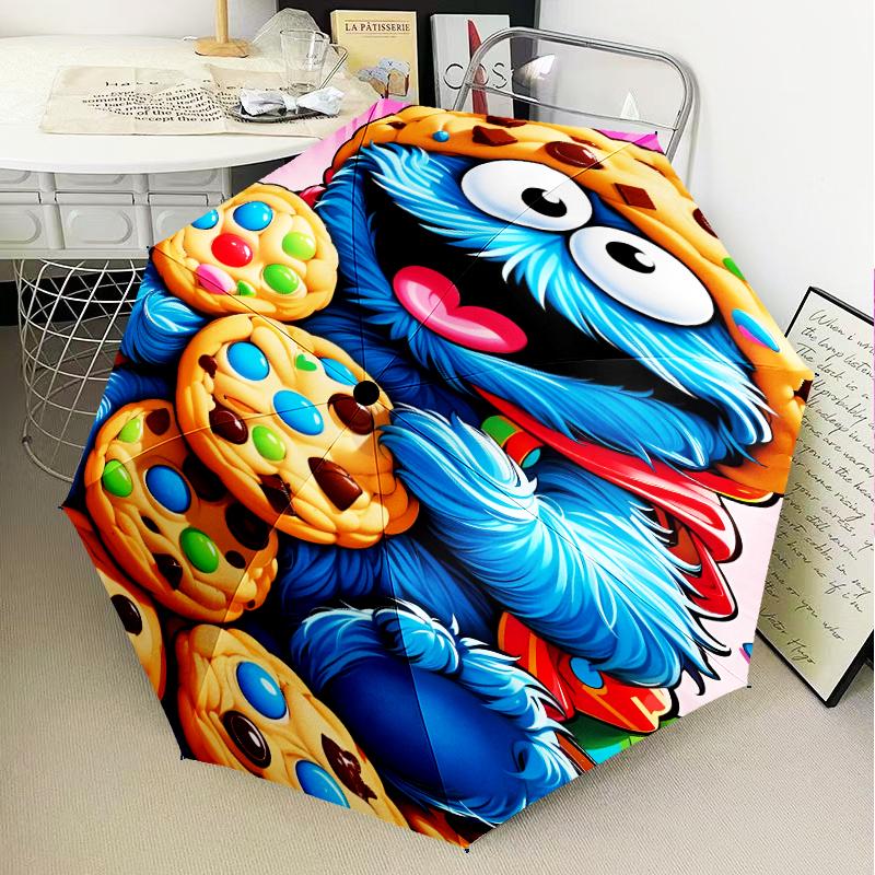 Elmo And Cookie Sesame Friends Umbrella Folding umbrella, automatic umbrella 8-Frame for Travel, camping Use Gift for Halloween Christmas