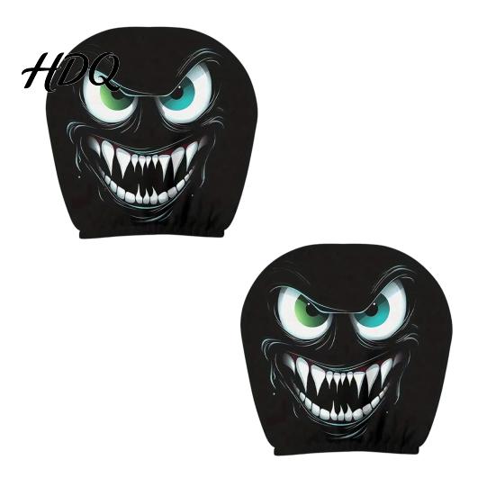Headrest Cover for SUV Funny Car Covers Spooky Pattern Seat Polyester Protector Protector Universal Breathable Stretchy Interior Accessories