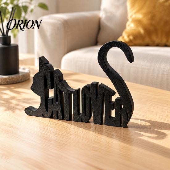 Personalized Desk Statues 3D Printed Cat Letter Ornament, Black Alphabet Decor, Creative Birthday Gifts for Lovers Lover Tabletop Figurine Bookshelf