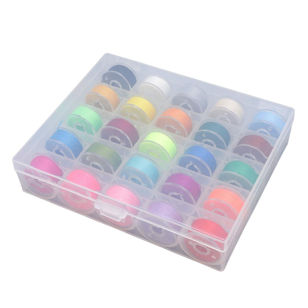 25Pcs Prewound Bobbin Thread Assorted Colors with Storage Case Sewing Machine Accessories