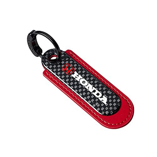 

[Hunesuru] Carbon Key Chain, Genuine Leather Car Key Chain Car Key Tag Pendant, Black/Red, red