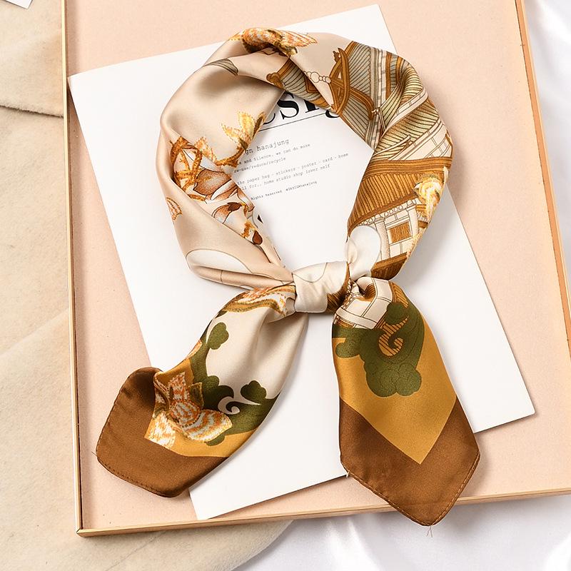 Vysoce kvalitní hedvábný šátek: 70cm Módní dámský čtvercový šátek, Celoroční, Lehký na jaro, podzim, léto, nebo jako stylový doplněk ke košili.