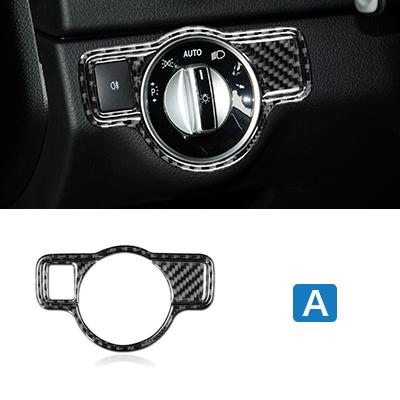 Carbon Fiber Headlight Switch Stickers For Mercedes Benz A B C E G Class CLA GLA GLE GLK GL Accessories Trim Car Cover Accs