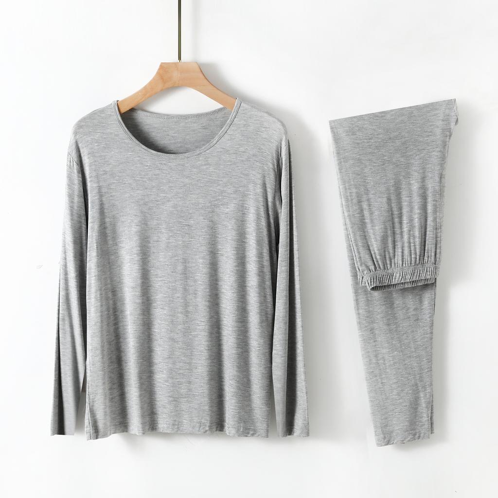 Modal Mens Homewear Pajamas V-neck Long Sleeve Pants Kit Draping Smooth Elastic Comfortable Sleepwear Pyjama Homme