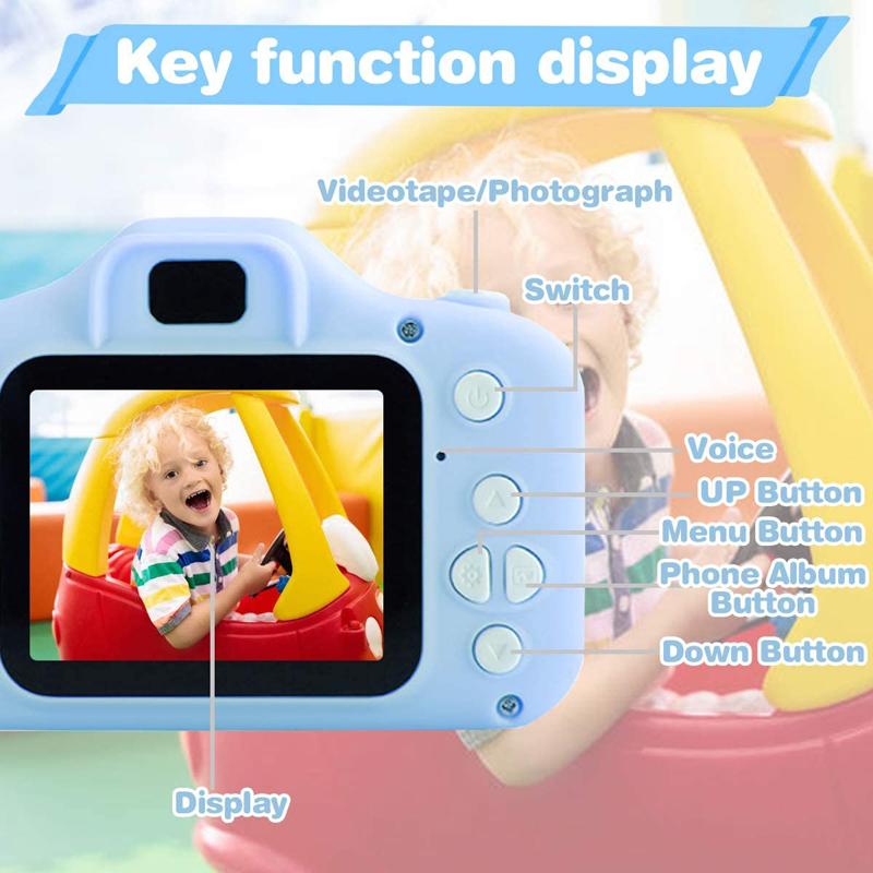 Kids Selfie Camera Camcorder 2.0 Inch IPS Screen with 32GB Card HD Digital Video Camera for Kids Birthday Gift
