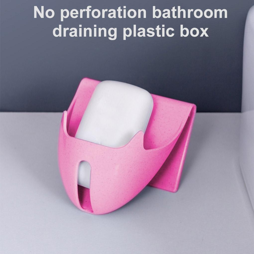 Bathroom Drain Box Wall Mounted Sponge Storage Rack Plastic Tray Organizer Container No Drilling