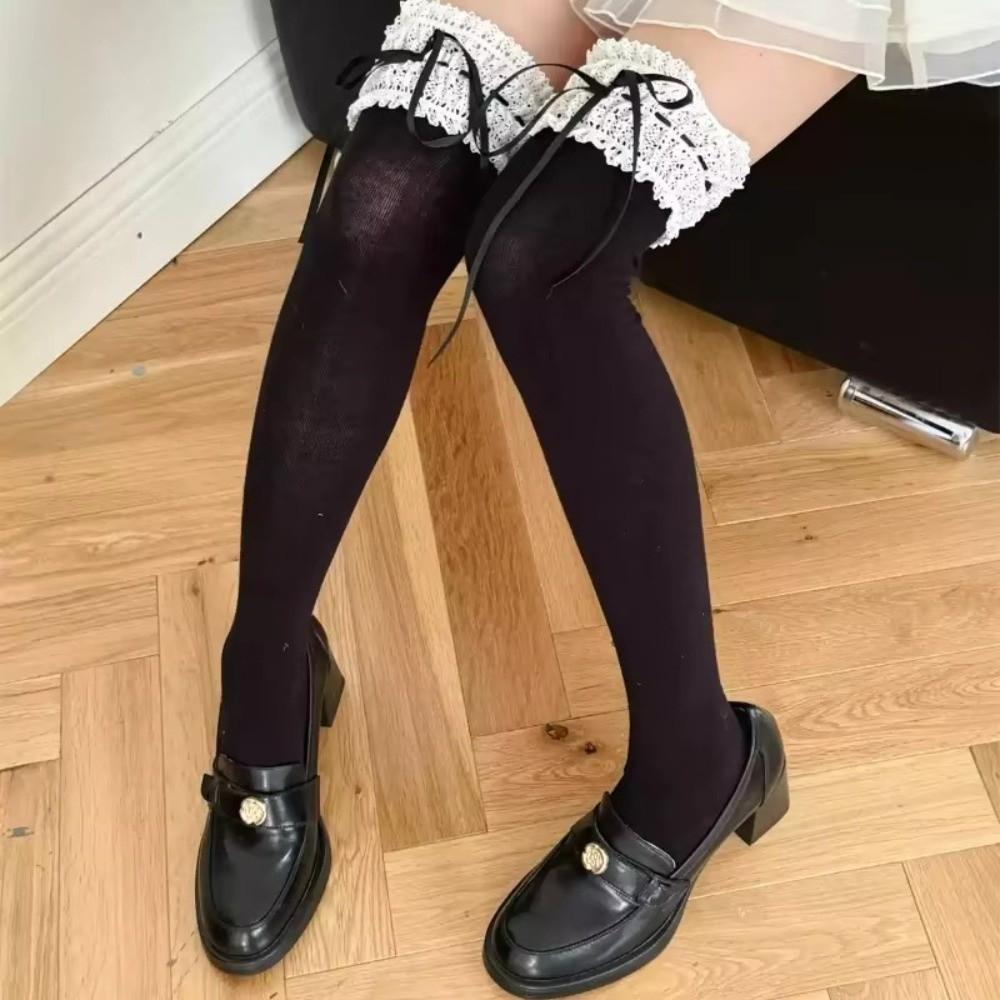 Solid Color Thigh High Stockings Lolita Women's Socks Casual Long Socks Girls