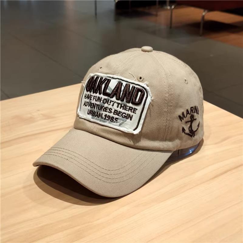 Korean Version of American Retro Baseball Cap Big Head Letter Casual Baseball Cap Women's Red Wide Brim Showing Face Small Hat