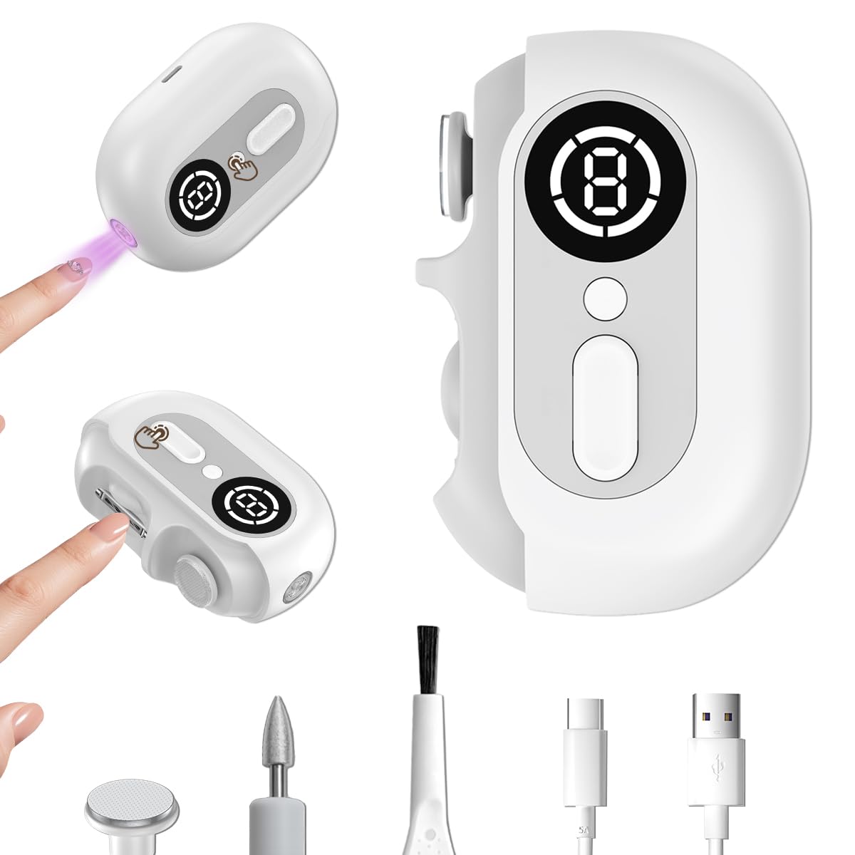 

Electric Nail Clipper and Innovative Nail Nail with LED Easy Prevents Nail Electric Nail For Ingrown Thick and Nail Care for and Everyone in the білий