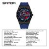 Sanda Men's Waterproof Alloy Car Wheel Design Silicone Wristwatch