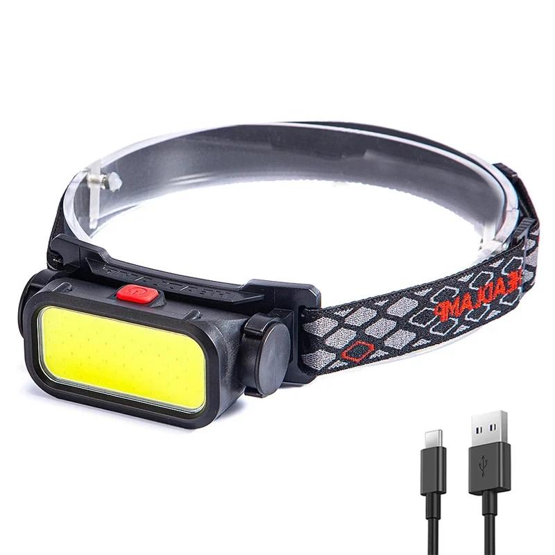 XIWANGFIRE KX-310 COB+LED Headlamp USB Rechargeable Floodlight Head Lamp Waterproof for Camping Hiking Fishing Hunting Adventure