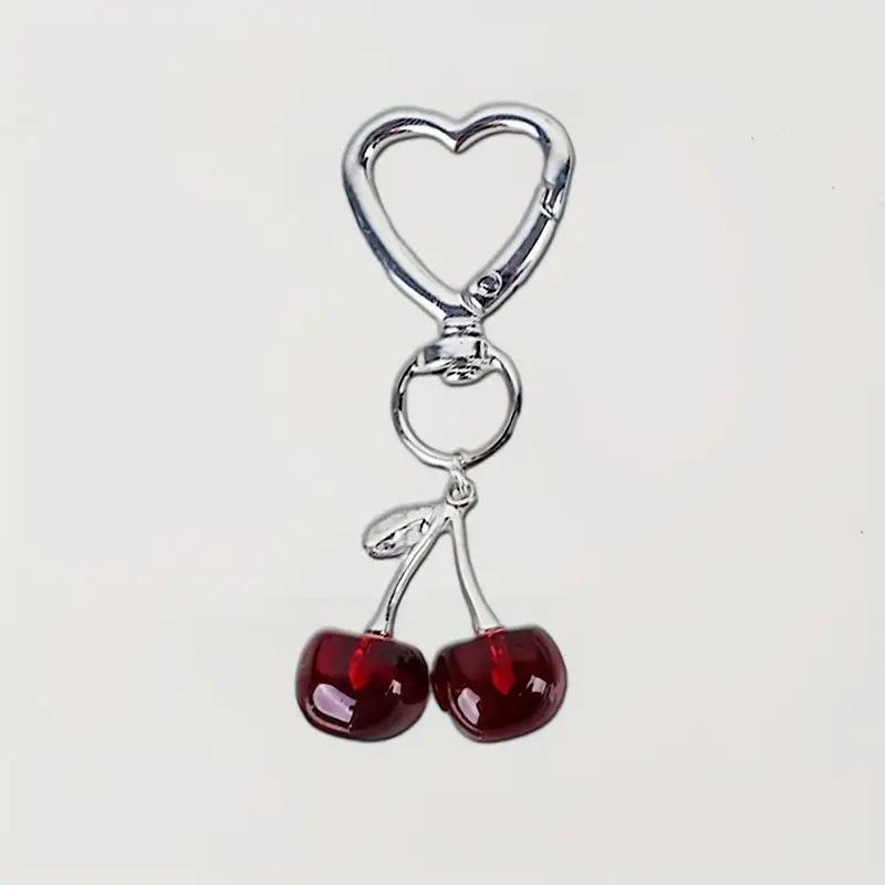 

Resin Cherry Keychain Women Bag Accessories Decorative Pendant Key Ring Couple Family Keychain Pendant
