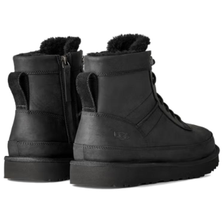 UGG Casual Heritage Warm Leather Round Toe Comfortable Snow Boots Men Boots Black 1174580-BLK