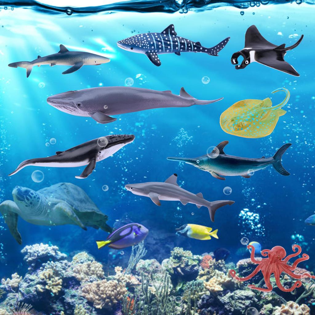 TOYMANY Marine Life Figure Miniature Marine Animal Realistic Animal Ocean Popular Birthday New Ages 6 and Up 24-Piece Set, Models, Models, Toys,
