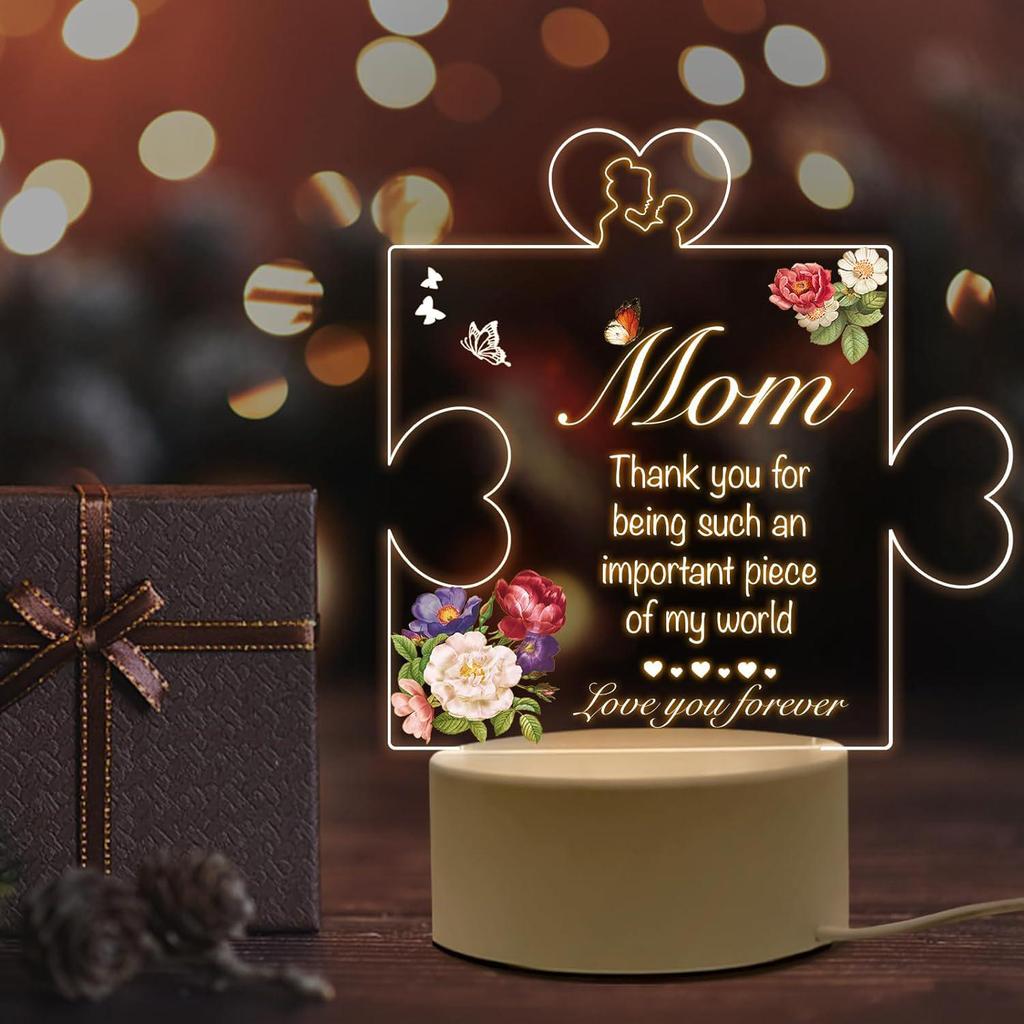 Love-Shaped 3D Acrylic Night Light Puzzle for Holiday Greetings