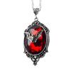 Gothic Red Bat Glass Pendant Necklace Red Bat Pendant Necklace Halloween Choker