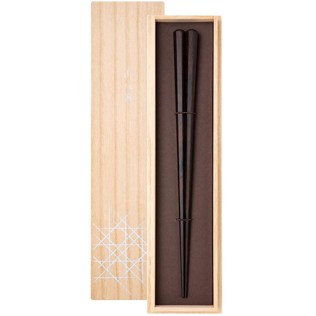 Hashikura Matsukan Chopsticks High Quality Natural Wood Shohachi Chopsticks Ebony Octagonal Black Made In Japan 23.5cm G-64717