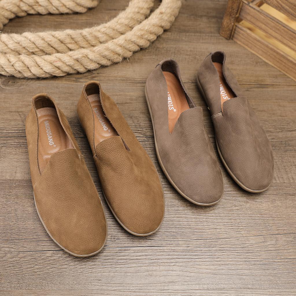 Gray Men Casual Shoes Italian Men Loafers Moccasins Slip On Men's Flats Breathable Genuine Leather Male Driving Shoes