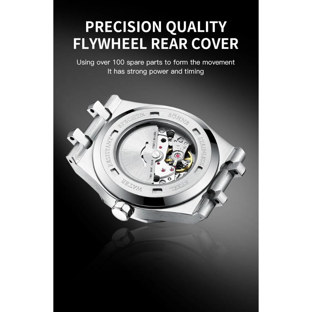 Specht & Sohne New 40mm Men Automatic Mechanical Watches Men Luxury Stainless Steel Watch Rubber Relogio Masculino Waterproof