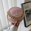 Women Shoulder Bag PU Leather Chain Basketball Bag New Letter Print Teenagers Handbag Fashion Crossbody Bags Female